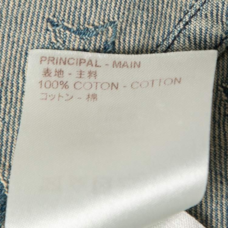 Pre Owned Louis Vuitton x Supreme Light Wash Monogram Denim Baseball Shirt S