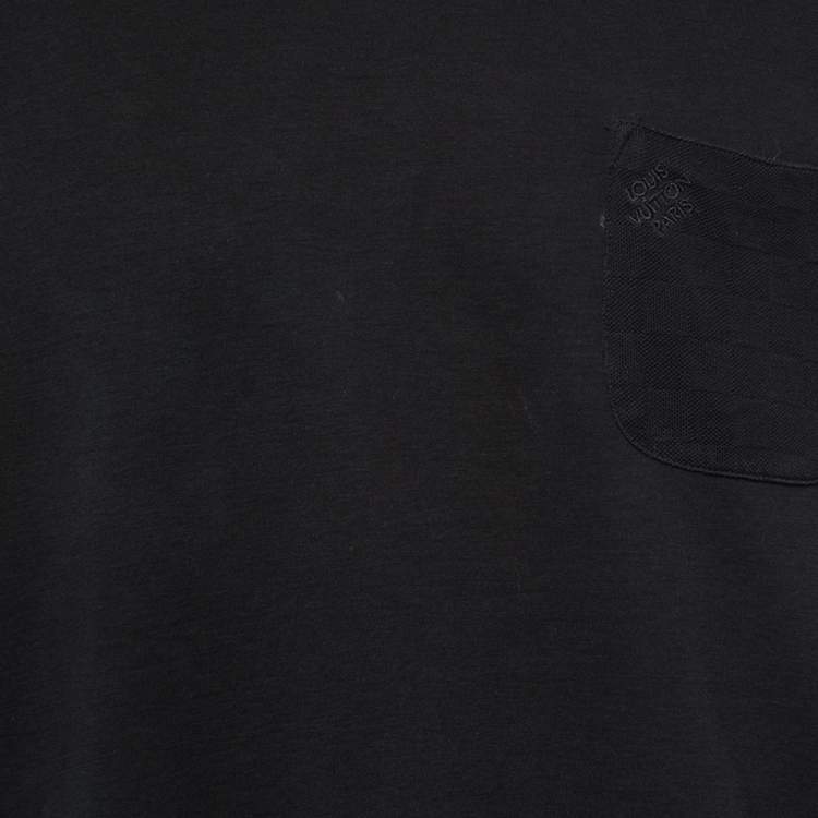 Pre Owned Louis Vuitton Black Cotton Damier Pocket Crew Neck T-Shirt 5XL