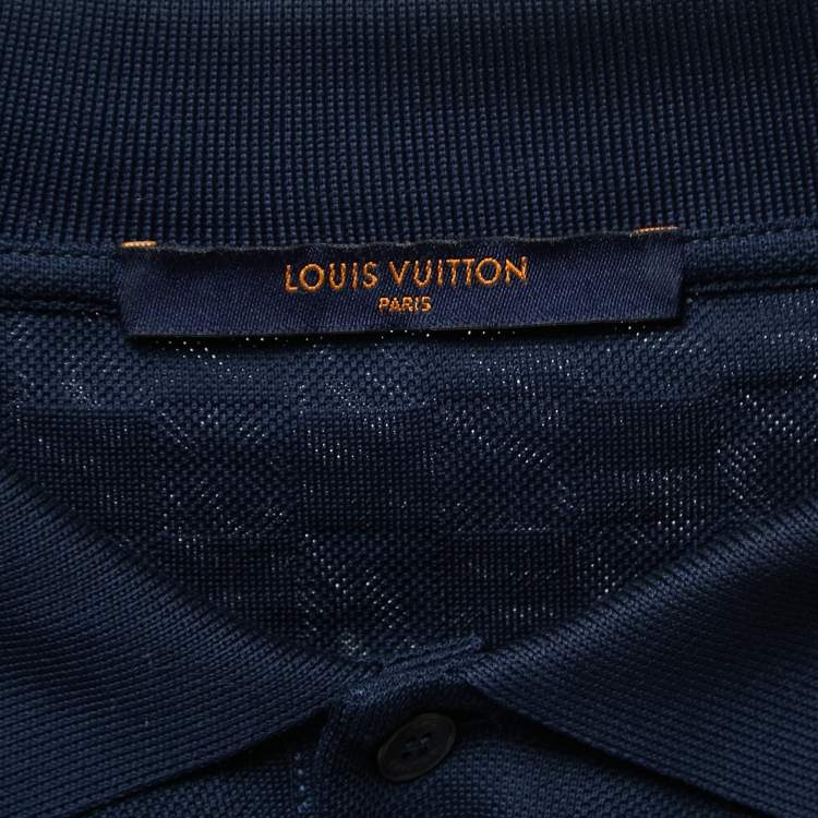 Pre Owned Louis Vuitton Dark Blue Damier Pattern Cotton Polo T-Shirt 5XL