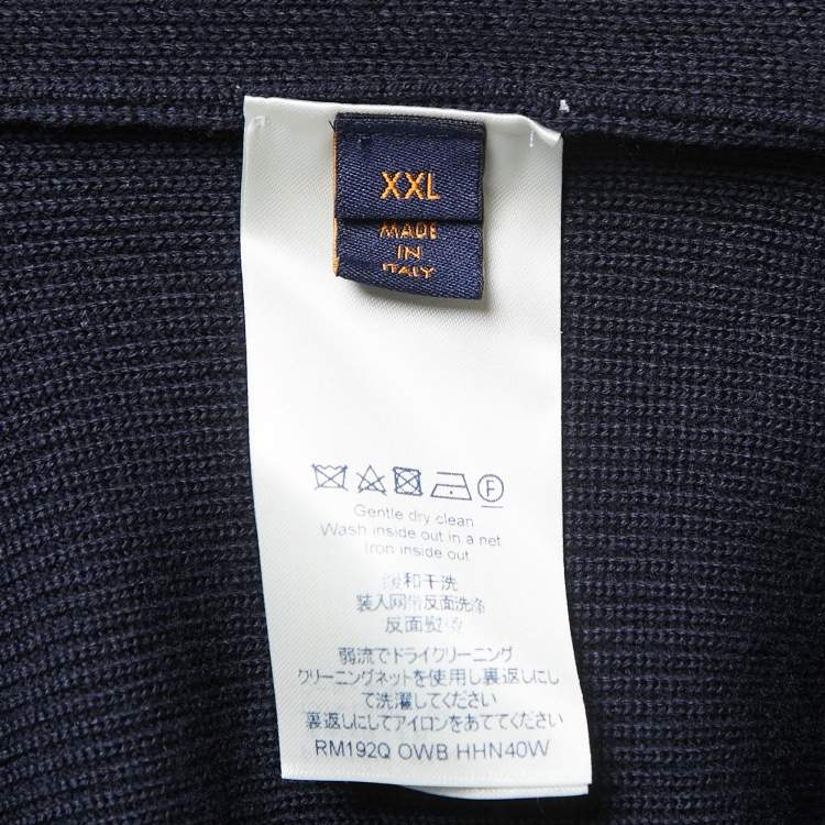 Pre Owned Louis Vuitton Dark Blue Wool Knit Zip Up Sweater XXL
