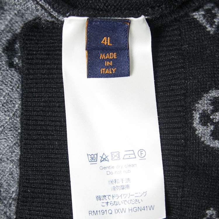 Pre Owned Louis Vuitton Black Cashmere Monogram Pullover 4XL