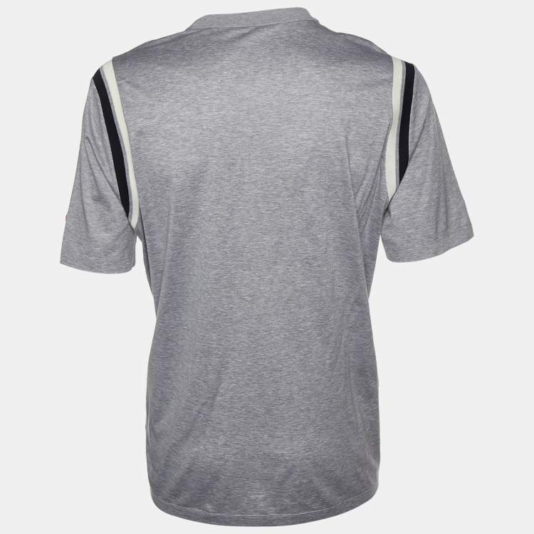 Pre Owned Louis Vuitton Grey Cotton Knit Varsity Detail T-Shirt XXL