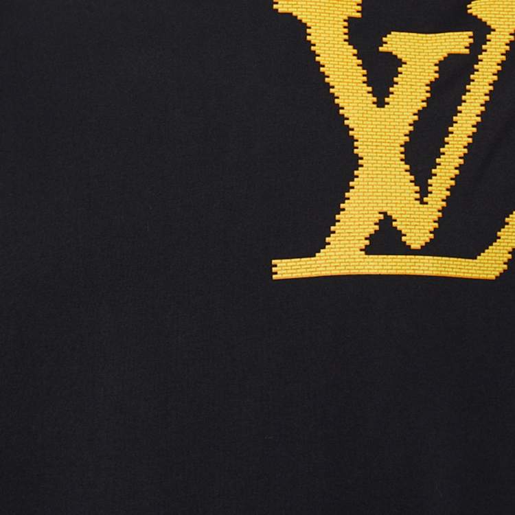 Pre Owned Louis Vuitton Black Brick Logo Printed Cotton Knit Crewneck T-Shirt L
