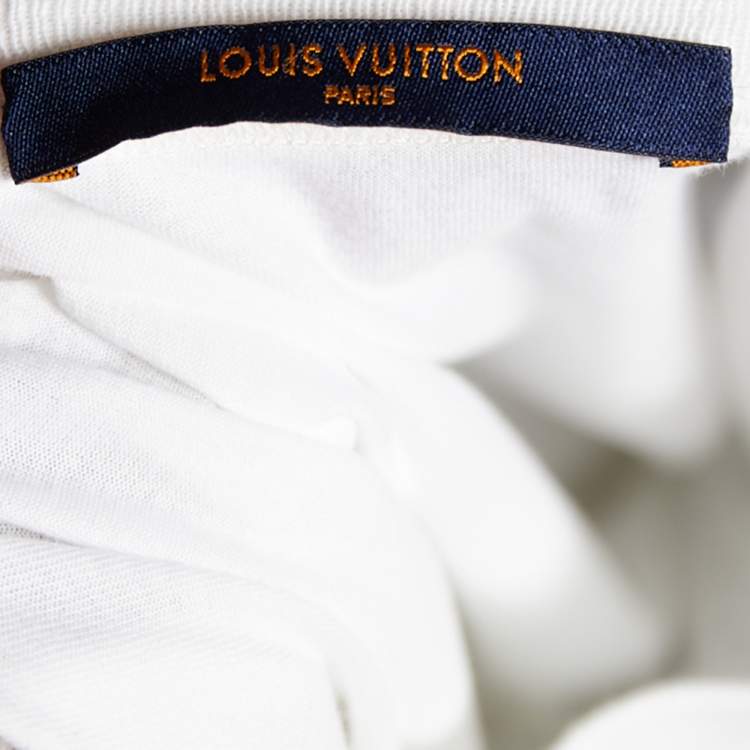 Pre Owned Louis Vuitton White Merci Logo Printed Cotton Knit Oversized T-Shirt S