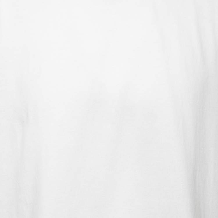 Pre Owned Louis Vuitton White Cotton Chain Jacquard Rib Collar T-Shirt XL