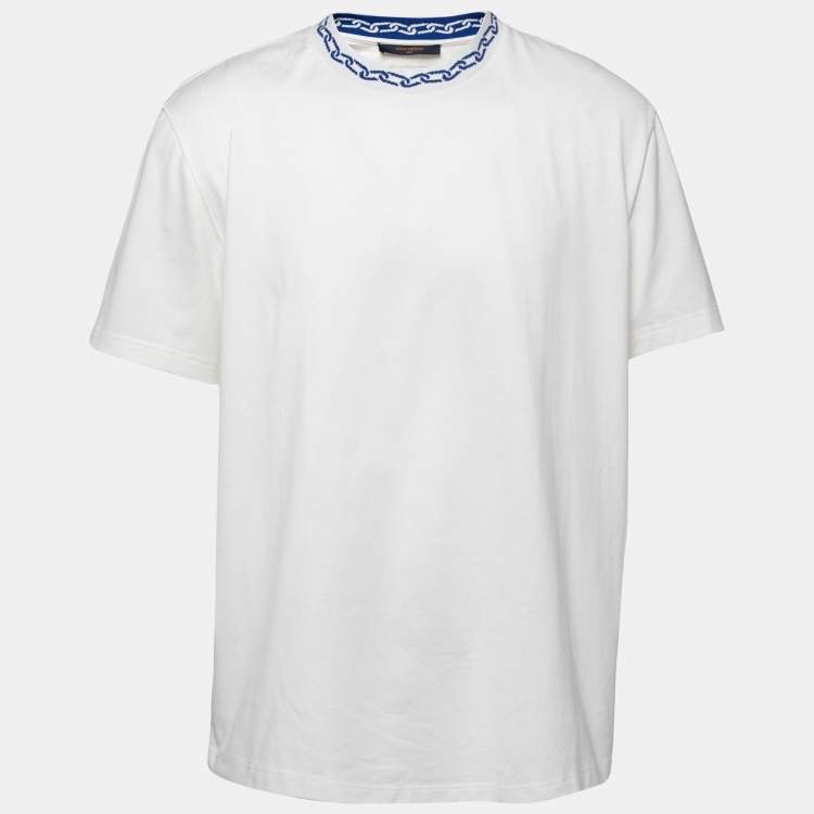Louis Vuitton Chain jacquard rib collar t-shirt medium