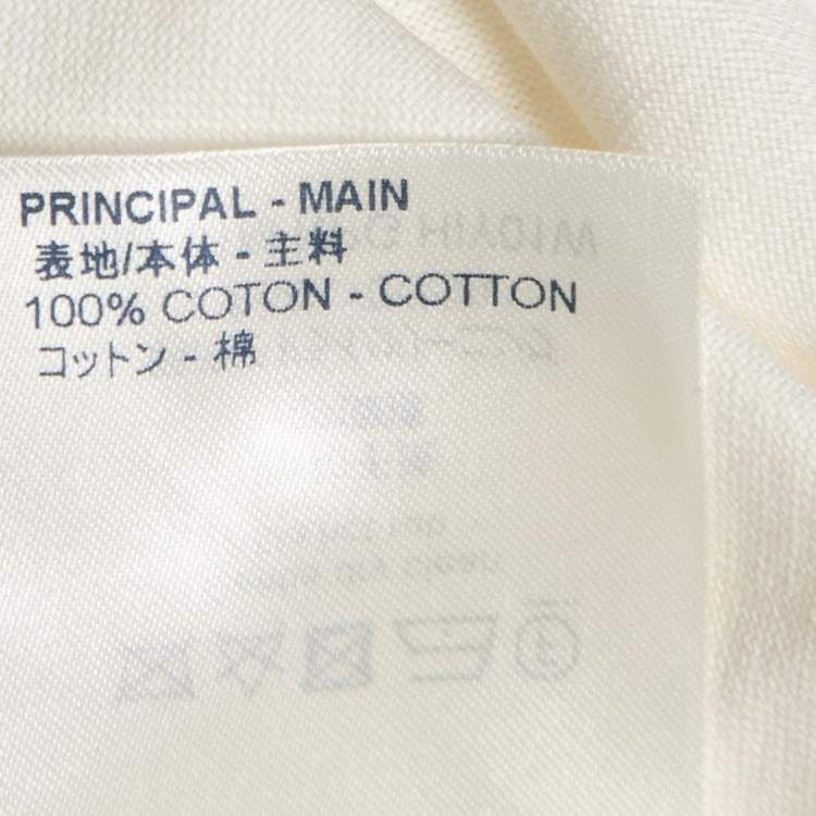 Pre Owned Louis Vuitton White Cotton Chain Jacquard Rib Collar T-Shirt XL