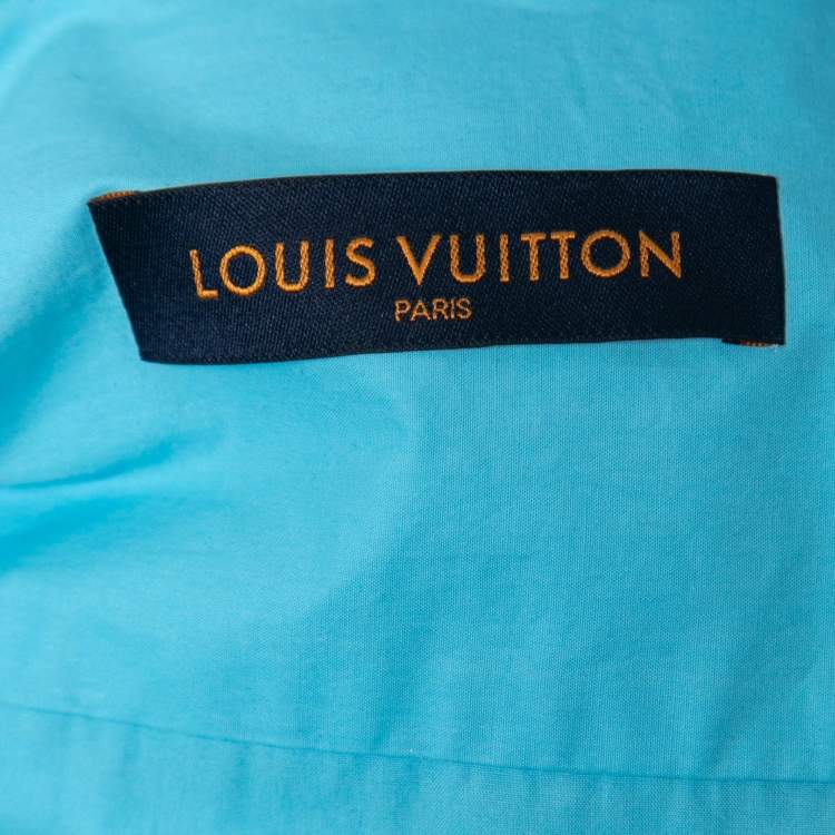 Pre Owned Louis Vuitton Sky Blue Pocket Detail Button Front Shirt M