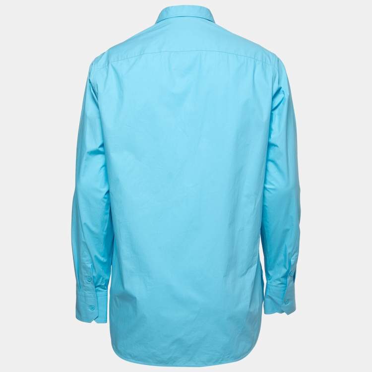 Pre Owned Louis Vuitton Sky Blue Pocket Detail Button Front Shirt M