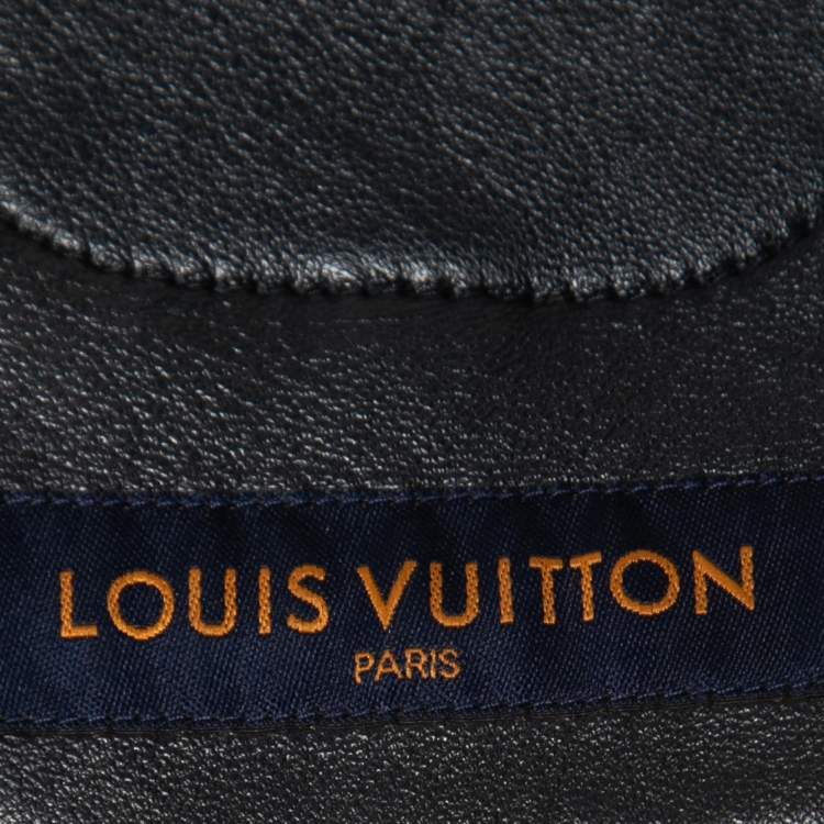 Pre Owned Louis Vuitton Navy Blue Monogram Embossed Leather Vest S