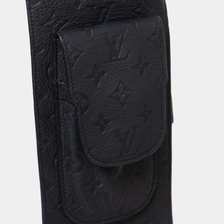 Pre Owned Louis Vuitton Navy Blue Monogram Embossed Leather Vest S