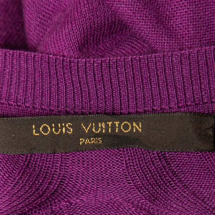 Pre Owned Louis Vuitton Purple Knit V-Neck Jumper L
