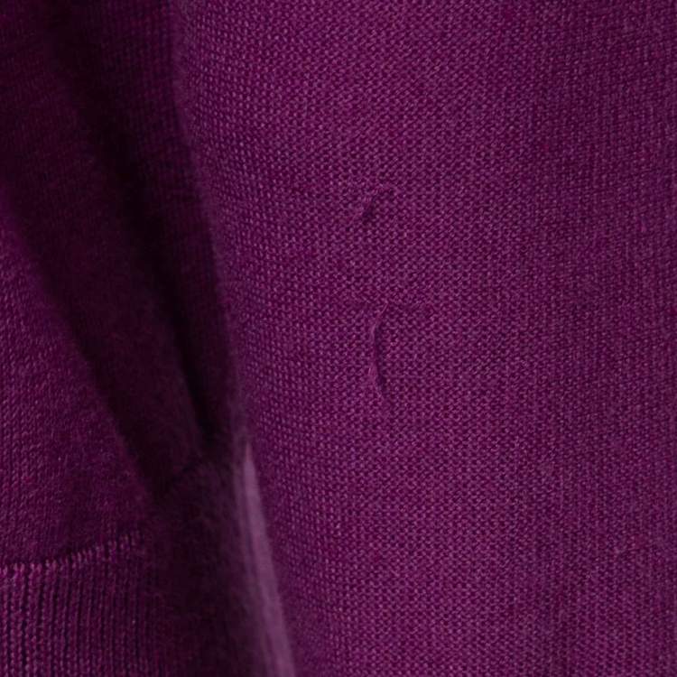 Pre Owned Louis Vuitton Purple Knit V-Neck Jumper L