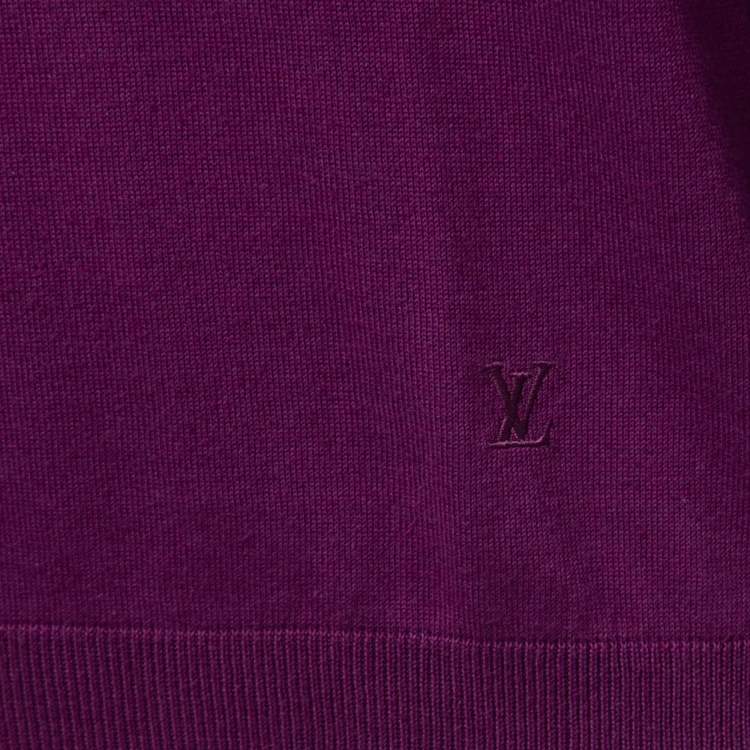 Pre Owned Louis Vuitton Purple Knit V-Neck Jumper L