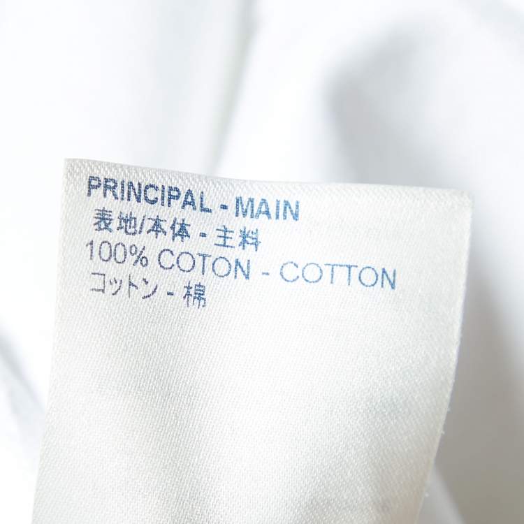 Pre Owned Louis Vuitton White Logo Applique Cotton Knit Pocket Detail T-Shirt S