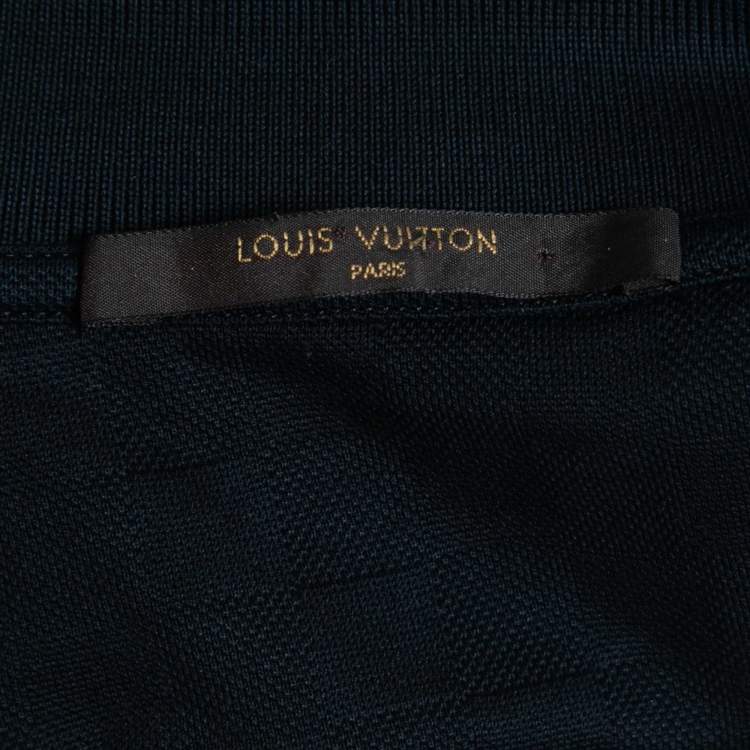 Pre Owned Louis Vuitton Midnight Blue Damier Pattern Cotton Pique Polo T-Shirt S