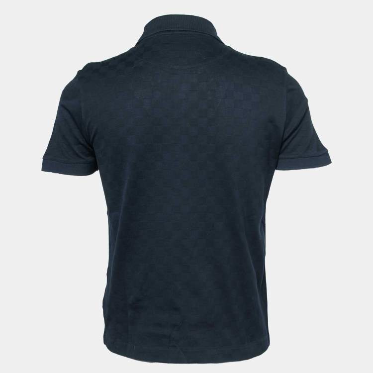 Louis Vuitton Navy Blue Cotton Pique Damier Pattern Polo T-Shirt L Louis  Vuitton