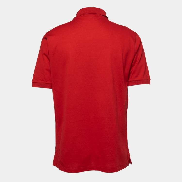 Louis Vuitton Red Logo Embroidered Cotton Pique Polo T-Shirt XL
