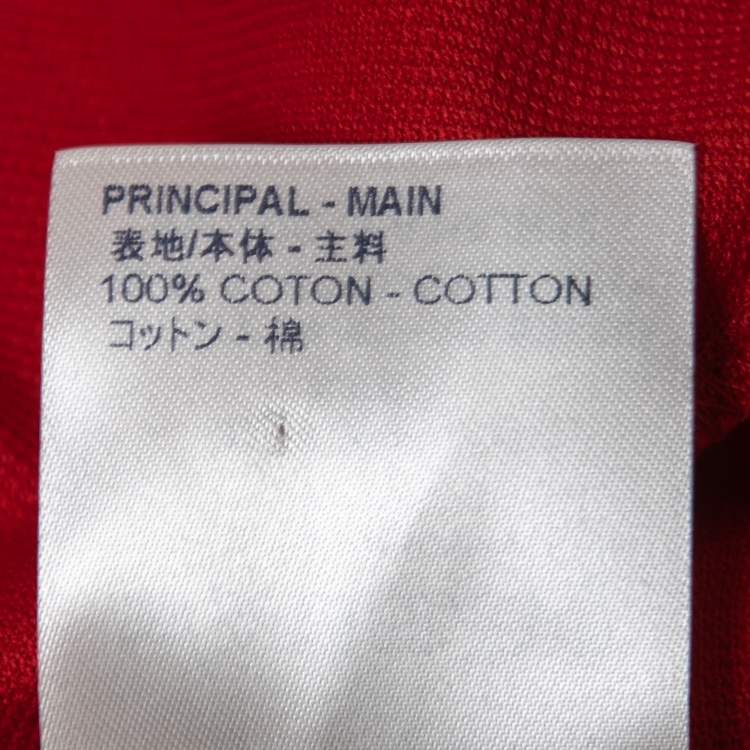 Pre Owned Louis Vuitton Red Logo Embroidered Cotton Pique Polo T-Shirt XL