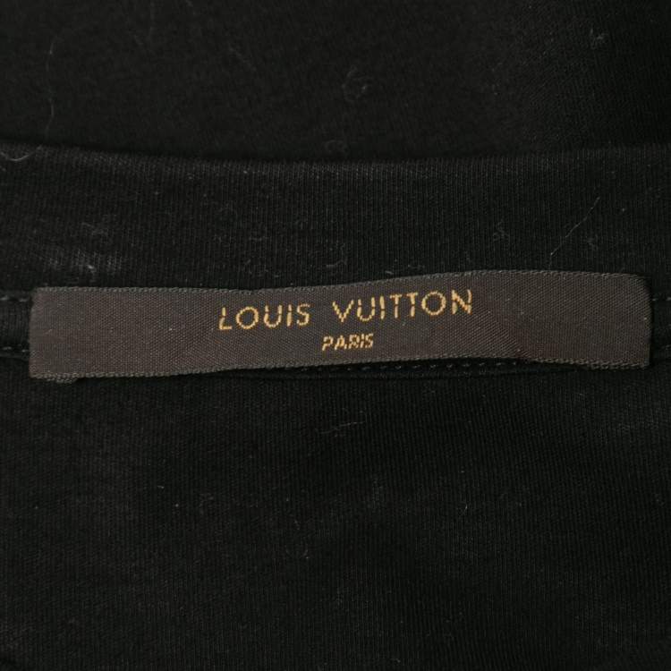 Pre Owned Louis Vuitton Black Printed Cotton Half Sleeve T-Shirt S