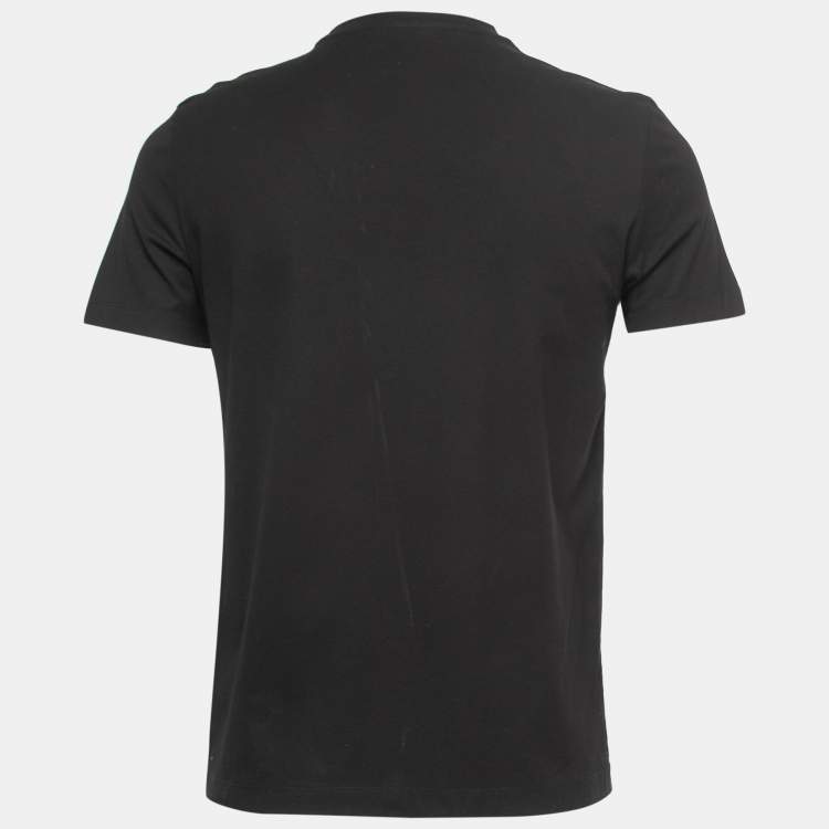 Pre Owned Louis Vuitton Black Printed Cotton Half Sleeve T-Shirt S