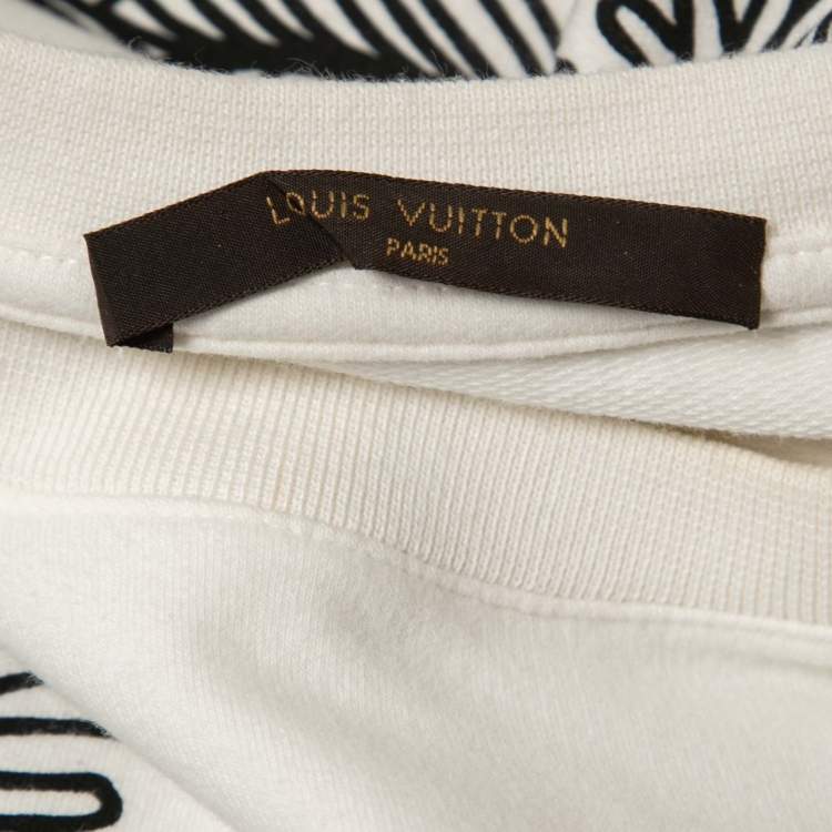 Pre Owned Louis Vuitton White Printed Cotton Crew Neck Half Sleeve T-Shirt S