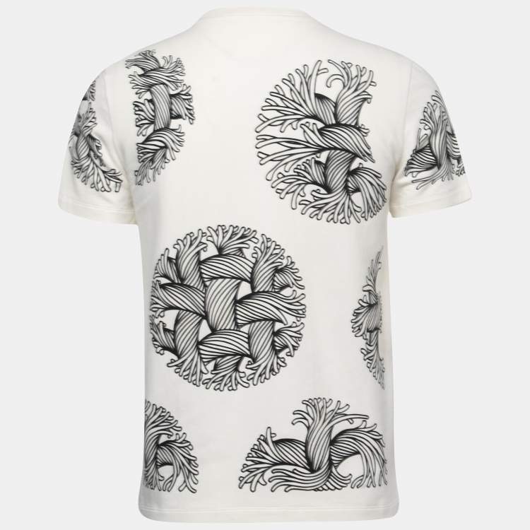 Louis Vuitton White Printed Cotton Crew Neck Half Sleeve T-Shirt S