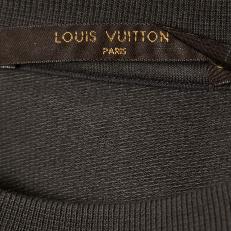 Pre Owned Louis Vuitton Grey Printed Cotton Crew Neck Half Sleeve T-Shirt S