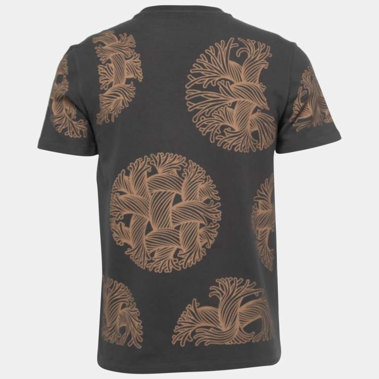 Pre Owned Louis Vuitton Grey Printed Cotton Crew Neck Half Sleeve T-Shirt S
