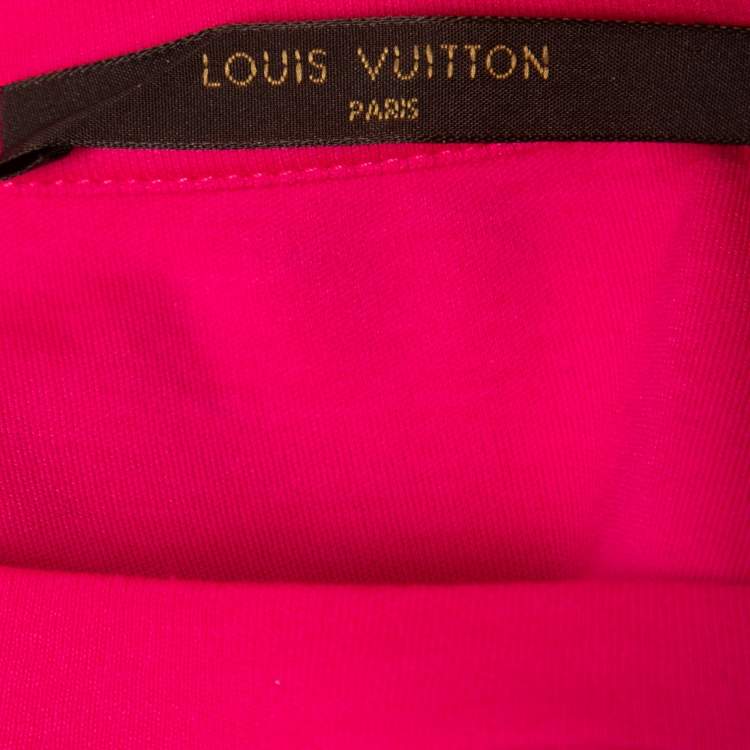 Pre Owned Louis Vuitton Pink Printed Cotton Crew Neck Half Sleeve T-Shirt S