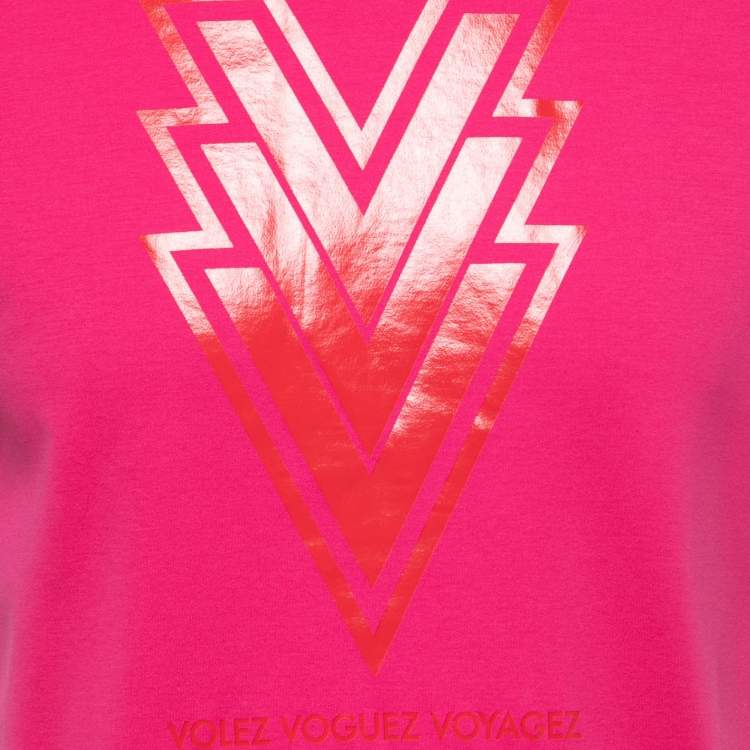 Pre Owned Louis Vuitton Pink Printed Cotton Crew Neck Half Sleeve T-Shirt S