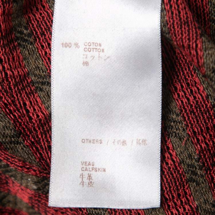 Pre Owned Louis Vuitton Red Patterned Cotton Knit Crew Neck Half Sleeve T-Shirt S