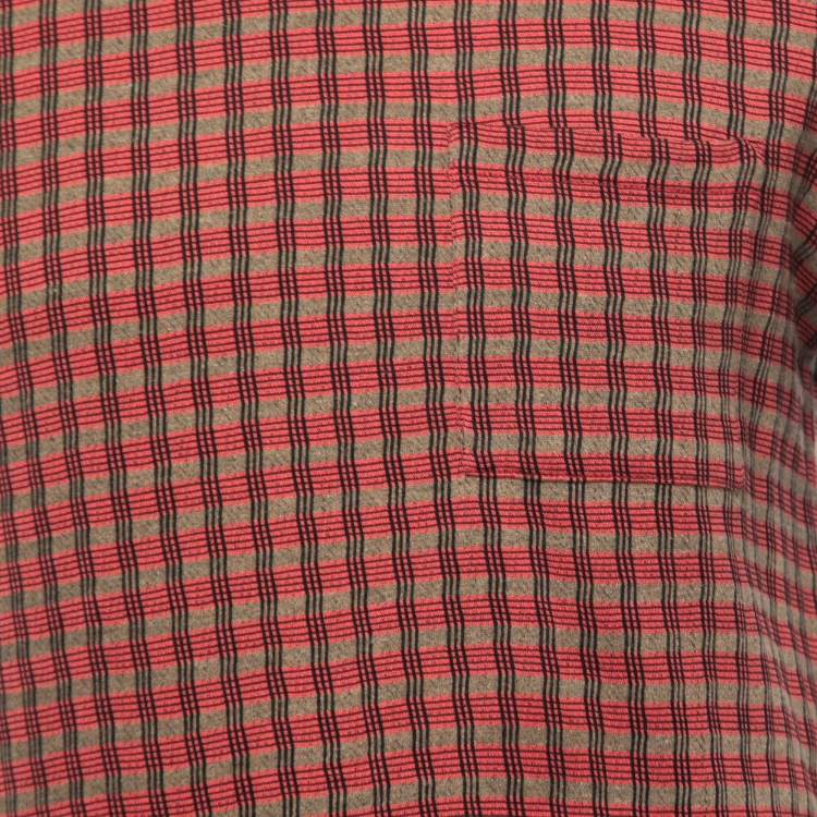 Pre Owned Louis Vuitton Red Patterned Cotton Knit Crew Neck Half Sleeve T-Shirt S