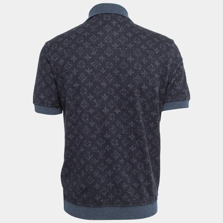 Louis Vuitton Navy Blue Monogram Wool Blend Knit Polo T-Shirt L Louis  Vuitton