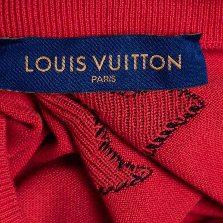 Pre Owned Louis Vuitton Red Cotton Knit Graphic T-Shirt L