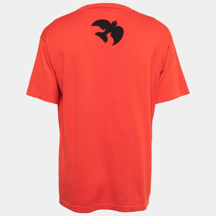 Pre Owned Louis Vuitton Red Cotton Knit Graphic T-Shirt L