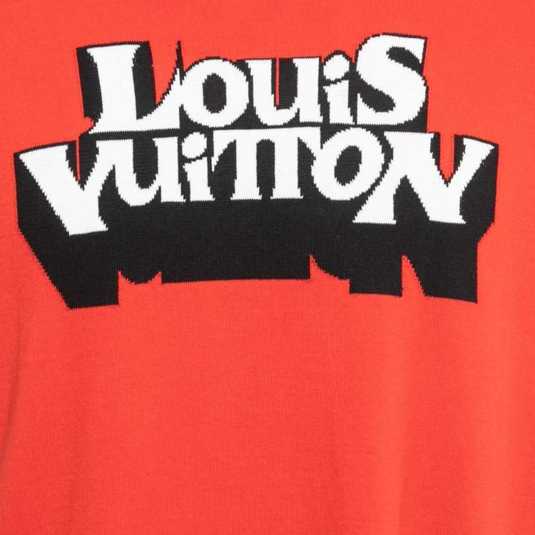 Pre Owned Louis Vuitton Red Cotton Knit Graphic T-Shirt L