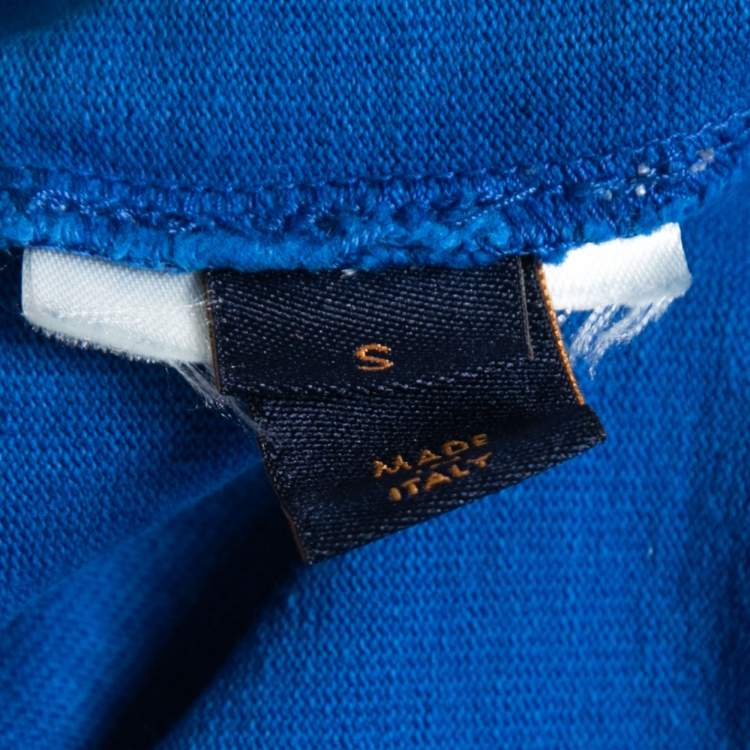 Pre Owned Louis Vuitton Blue Cotton Crew Neck Half Sleeve T-Shirt S