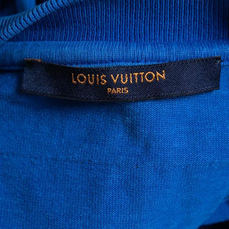Pre Owned Louis Vuitton Blue Cotton Crew Neck Half Sleeve T-Shirt S