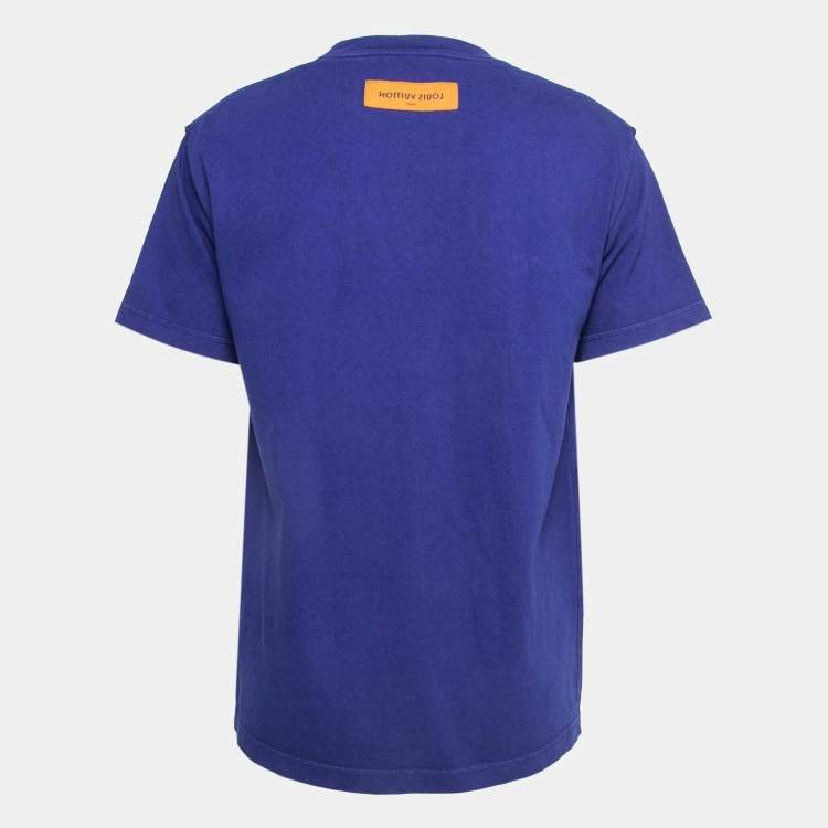 مملوكة مسبقًا Louis Vuitton Blue Cotton Crew Neck Half SleeveT-Shirt S