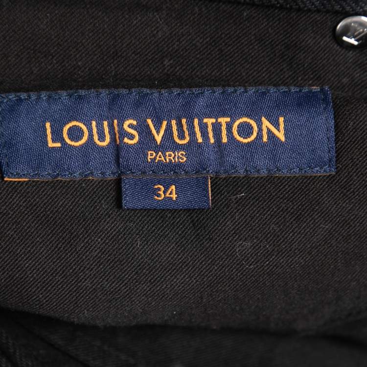 Pre Owned Louis Vuitton Black Denim Straight Fit Jeans L Waist 34"