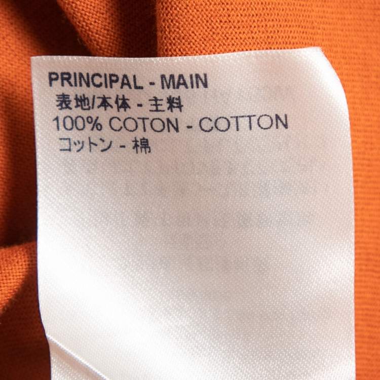 Pre Owned Louis Vuitton Orange Cotton Crew Neck Half Sleeve T-Shirt L