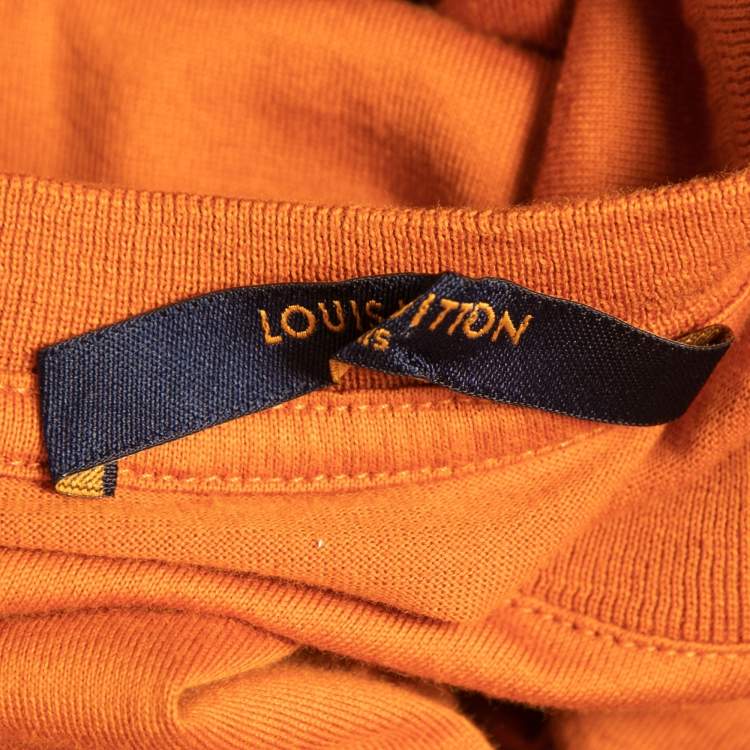 Pre Owned Louis Vuitton Orange Cotton Crew Neck Half Sleeve T-Shirt L