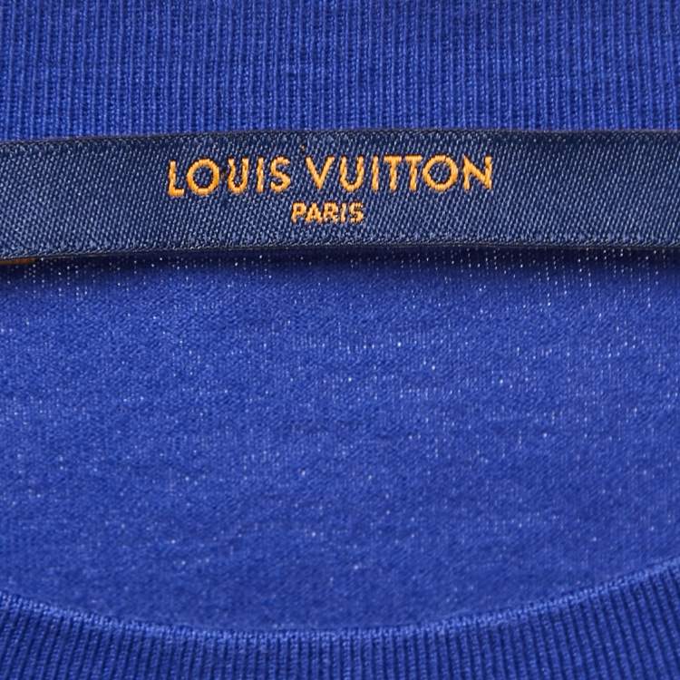 Pre Owned Louis Vuitton Blue Monogram Print Cotton Crew Neck Half Sleeve T-Shirt XL