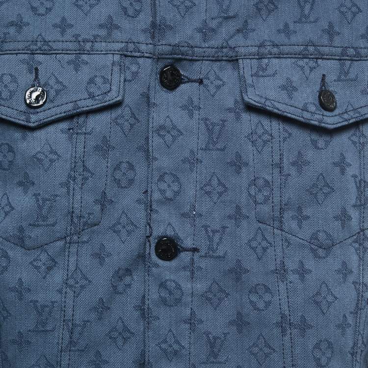 Pre Owned Louis Vuitton Blue Monogram Denim Button Front Jacket L