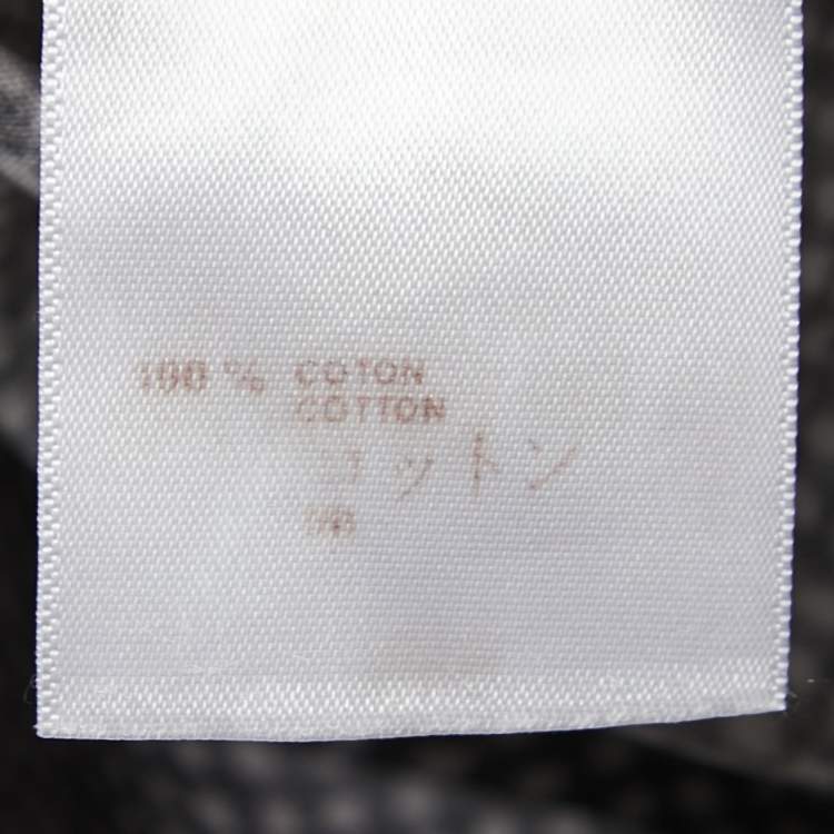 Pre Owned Louis Vuitton Navy Blue Checked Cotton Button Front Half Sleeve Shirt M