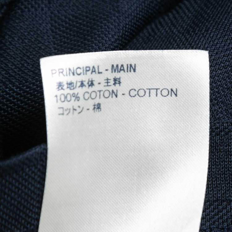 Pre Owned Louis Vuitton Navy Blue Damier Cotton Polo T-Shirt L