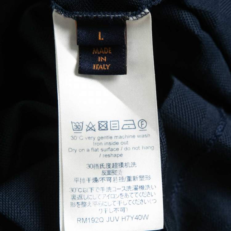 Pre Owned Louis Vuitton Navy Blue Damier Cotton Polo T-Shirt L