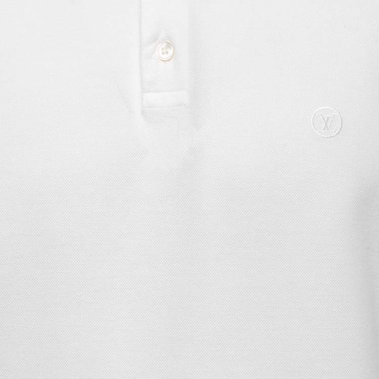 Pre Owned Louis Vuitton White Cotton Pique Logo Embroidered Polo T-Shirt XL