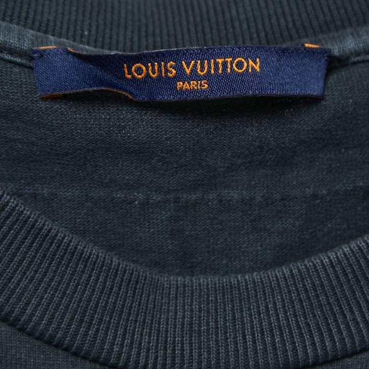 Pre Owned Louis Vuitton Charcoal Grey Cotton Crew Neck T-Shirt M